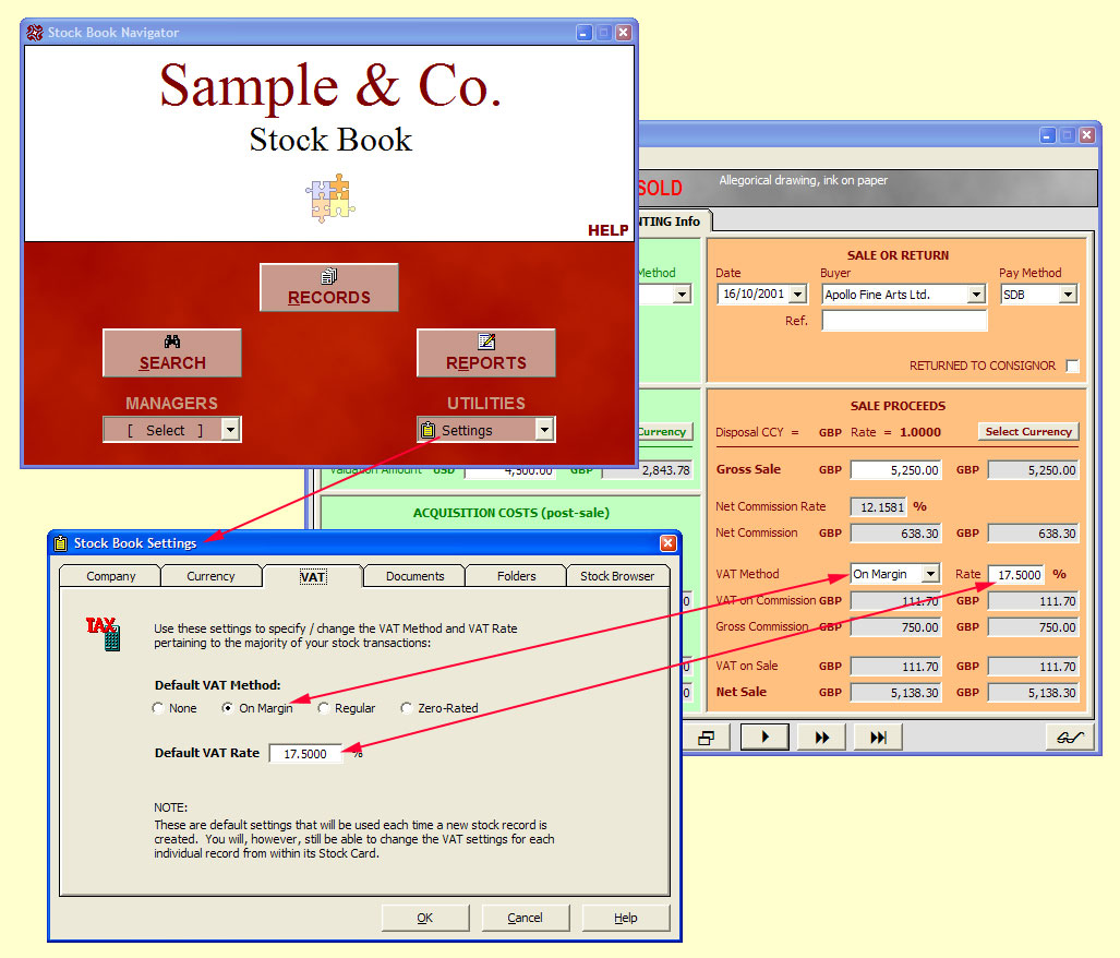 VAT accounting made easy

Between them, the Stock Card and the Stock Book Settings facility give you the full flexibility to carry out your business under any VAT regime